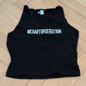 Black Sleeveless Top with Graphic Print